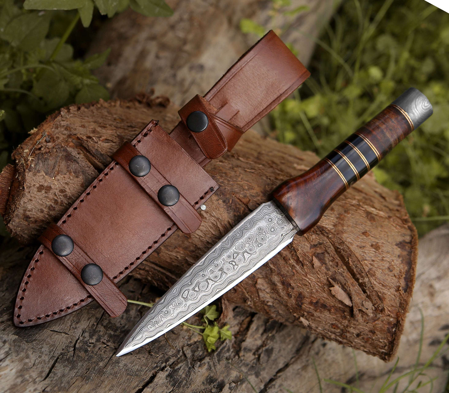 Cloud Damascus Dagger with Sheath
