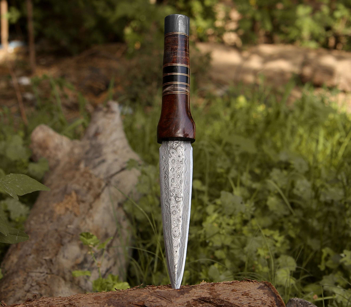 Cloud Damascus Dagger with Sheath