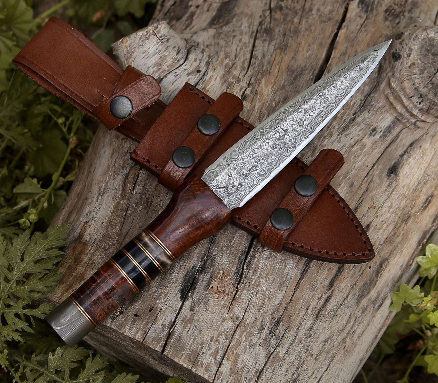 Cloud Damascus Dagger with Sheath