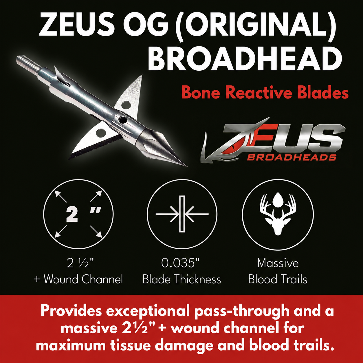 ZEUS BROADHEADS OG (4 PACK)-COMES WITH BOTH 100/125 GR TIPS