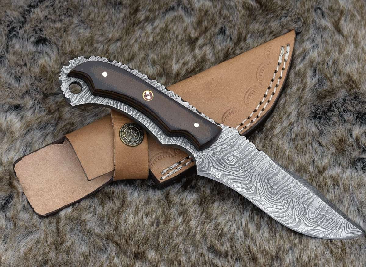 Alchemy Damascus Skinning Knife with Micarta Handle