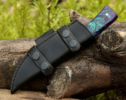 Arcane Handmade Damascus Hunting Knife with Resin Handle