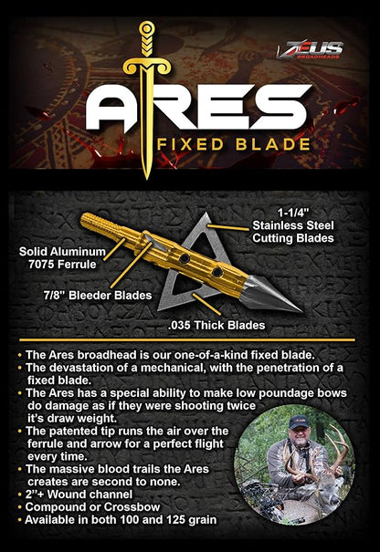 ARES 100 GRAIN BROADHEADS (3 PACK)