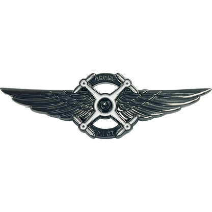BL5-013 Full size UAS FAA Commercial Drone Pilot Wings pin Black Tactical