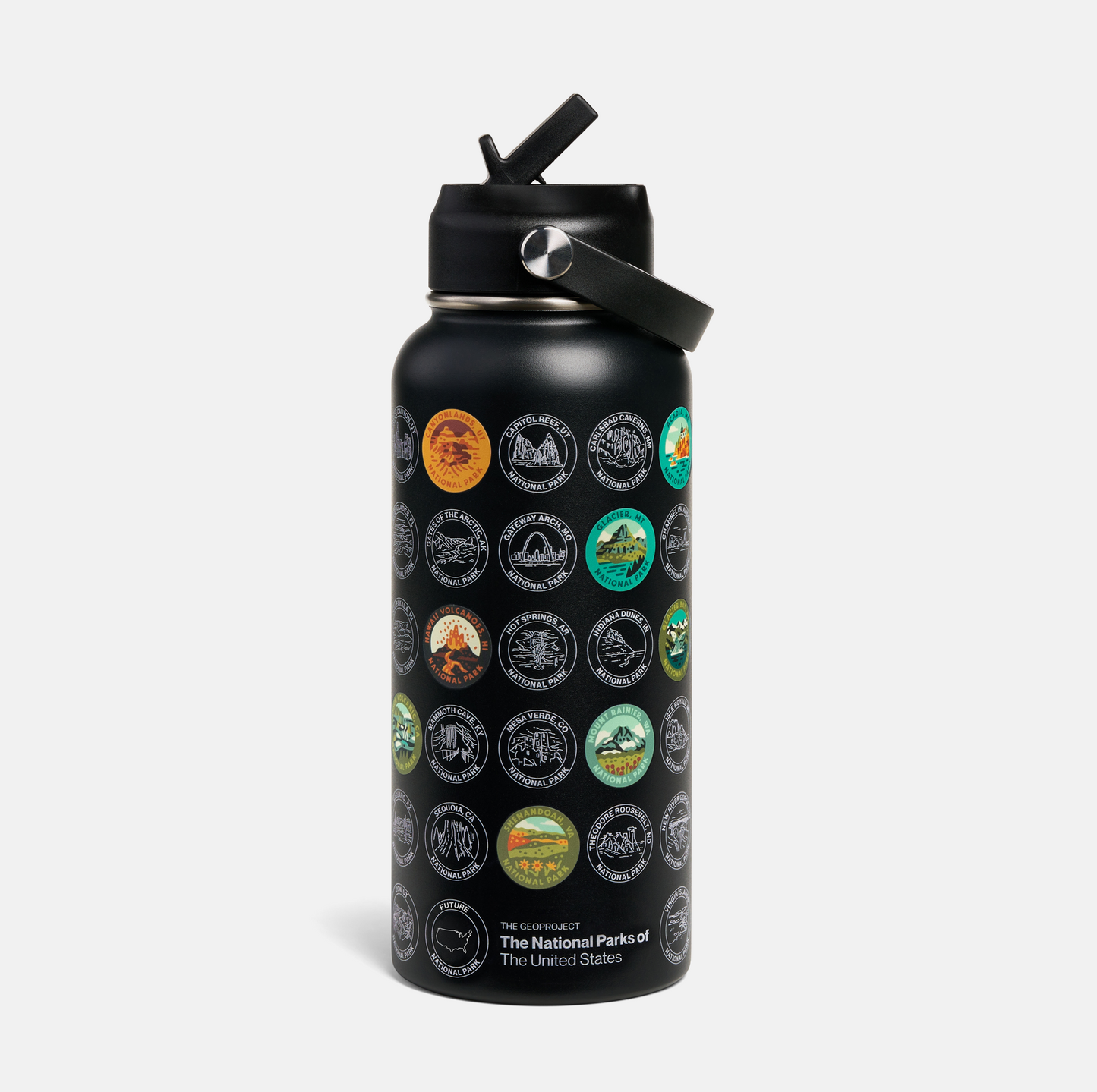 Insulated National Park Sticker Bottle - Black