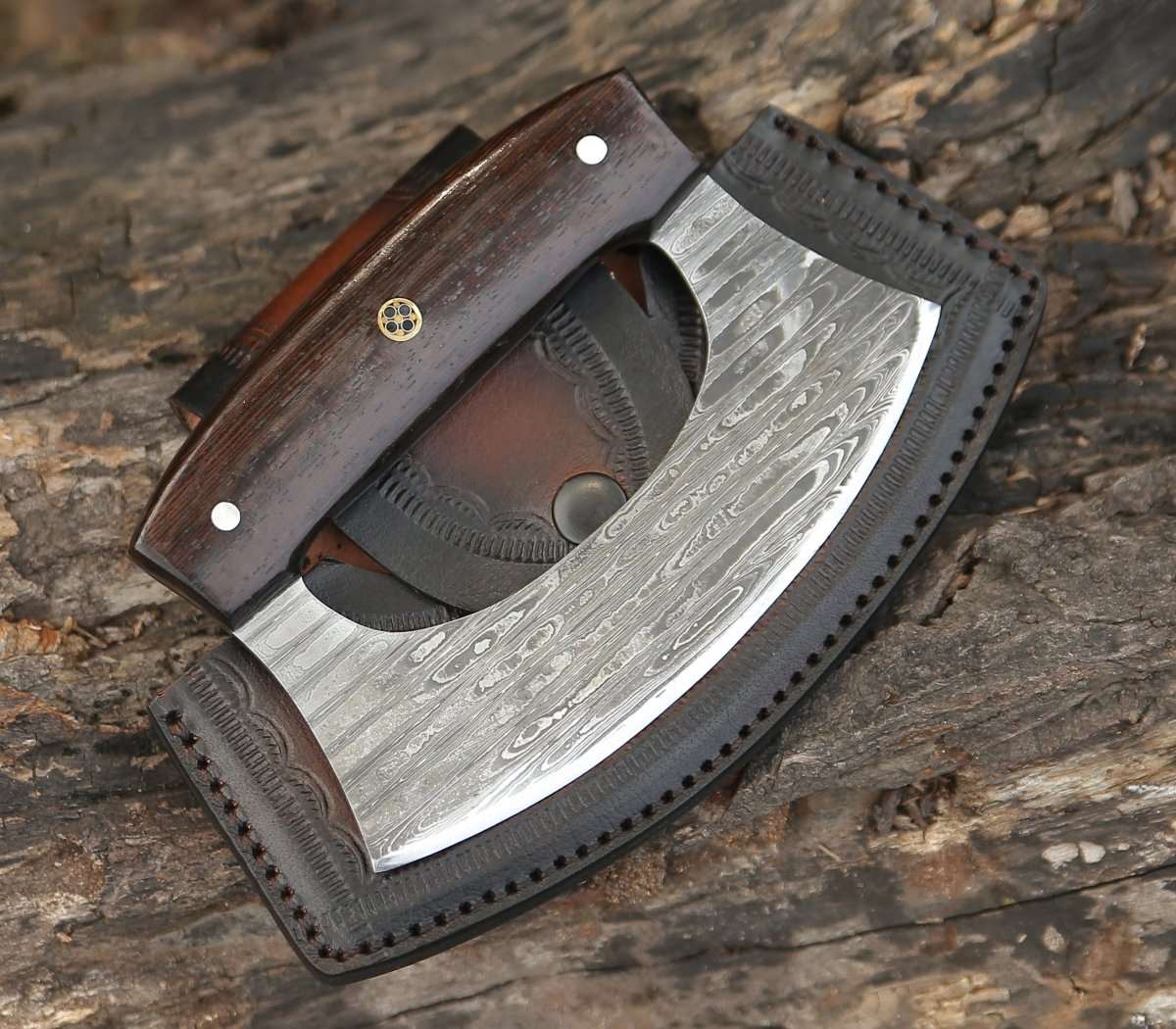 6.0" Mezzaluna Knive - Ulu Knife with Exotic Wenge Wood Handle