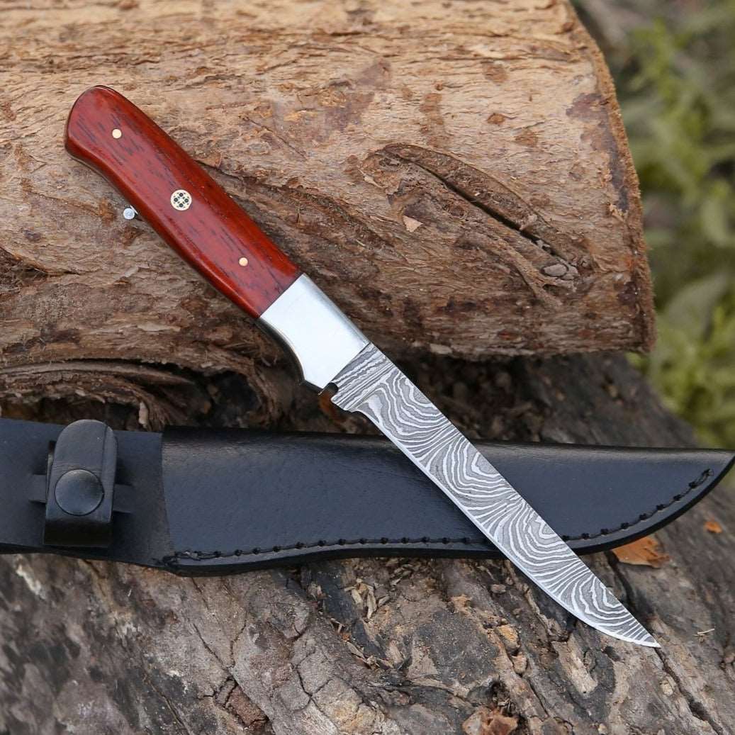 Cutmaster 10.5" Damascus Fillet Knife With Exotic Red Heart Handle