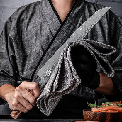 Prime Custom Japanese Slicer Knife with Exotic Olive Wood Burl Handle