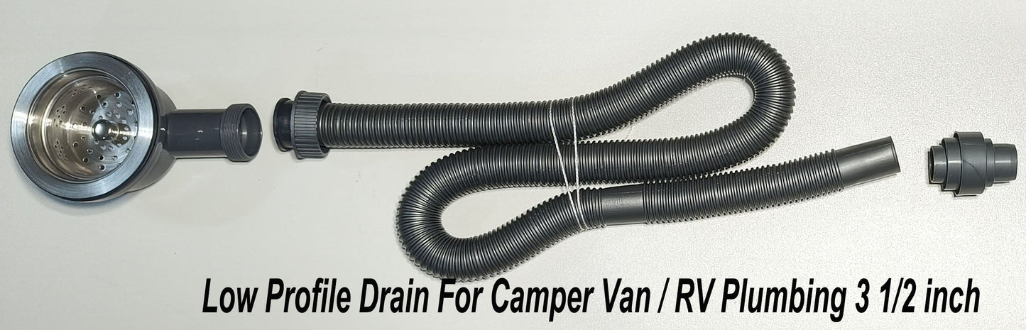 Low Profile Drain For Camper Van / RV Plumbing 3 1/2 inch
