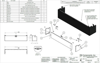 Sofa Storage Box, 58", Shallow