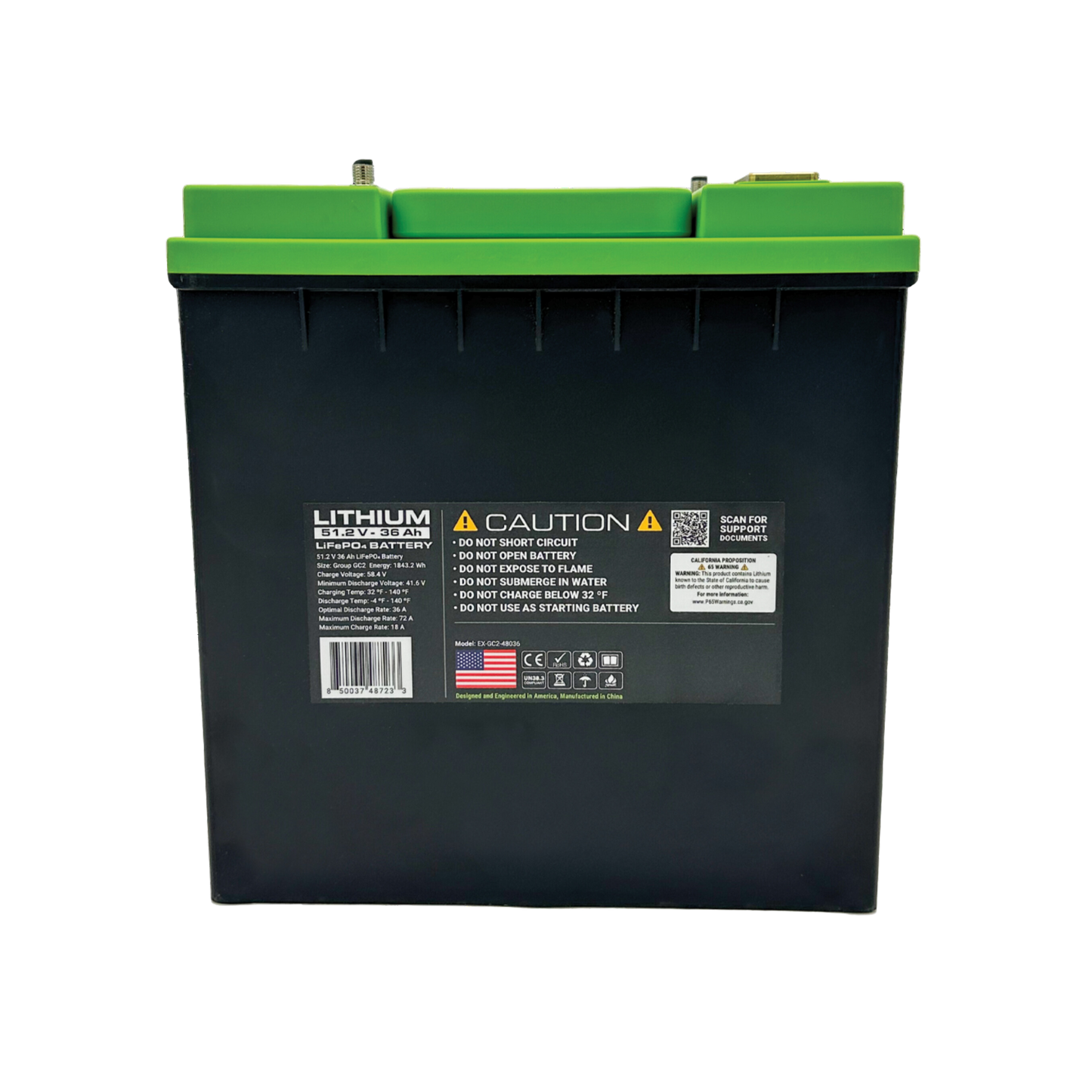 48V 36Ah LiFePO4 Lithium Battery – GC2, Bluetooth | Expion360