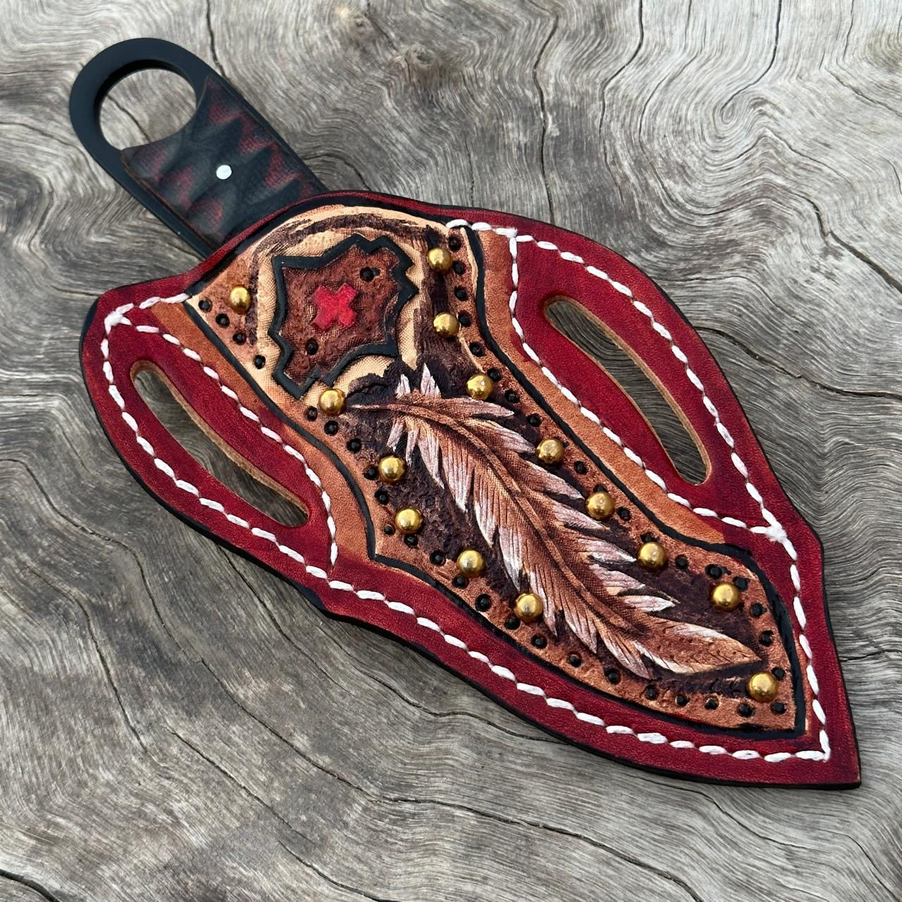 Hand-Tooled Leather Sheath – Fits Up to 5" Blade or Pocket Knife