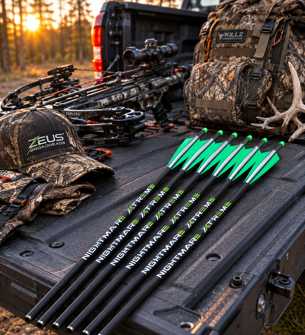 NIGHTMARE XTREME Crossbow Bolts Carbon Half Moon and Capture Nocks 20"
