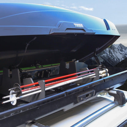 TRAPSKI LowPro 4 L Ski and Snowboard Rack Insert for Rooftop Cargo Box | High Quality Marine Grade HDPE Plastic | Premium Strap Included | 3 Year Warranty | Made in the USA | Veteran Owned Business