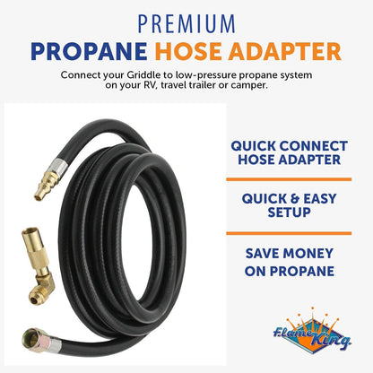 Flame King 12ft RV Quick Connect Hose Adapter for 17″ or 22'' Griddle