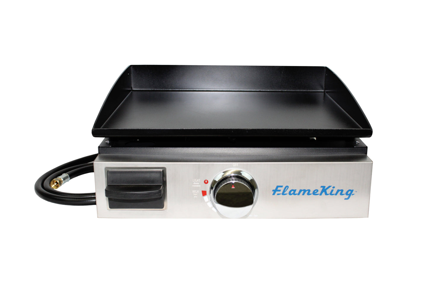 Flame King 17 inch LP Griddle with Small Regulator for RV pullout