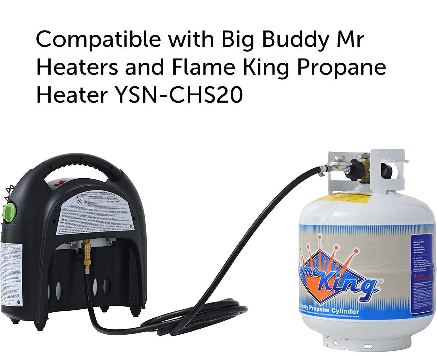 Flame King FK-HTR-QC12FT Propane Gas 3/8" Quick Connect Hose Adapter for Buddy Mr Heaters