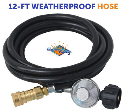 Flame King FK-HTR-QC12FT Propane Gas 3/8" Quick Connect Hose Adapter for Buddy Mr Heaters