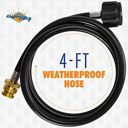 Flame King 4 Feet Propane Adapter Hose 1 lb to 20 lb Converter Replacement for QCC1