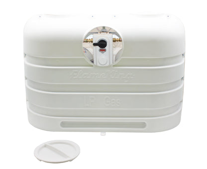 Flame King Dual 20LB LP Propane Tank Light Plastic Heavy Duty Cover Rv Trailer White