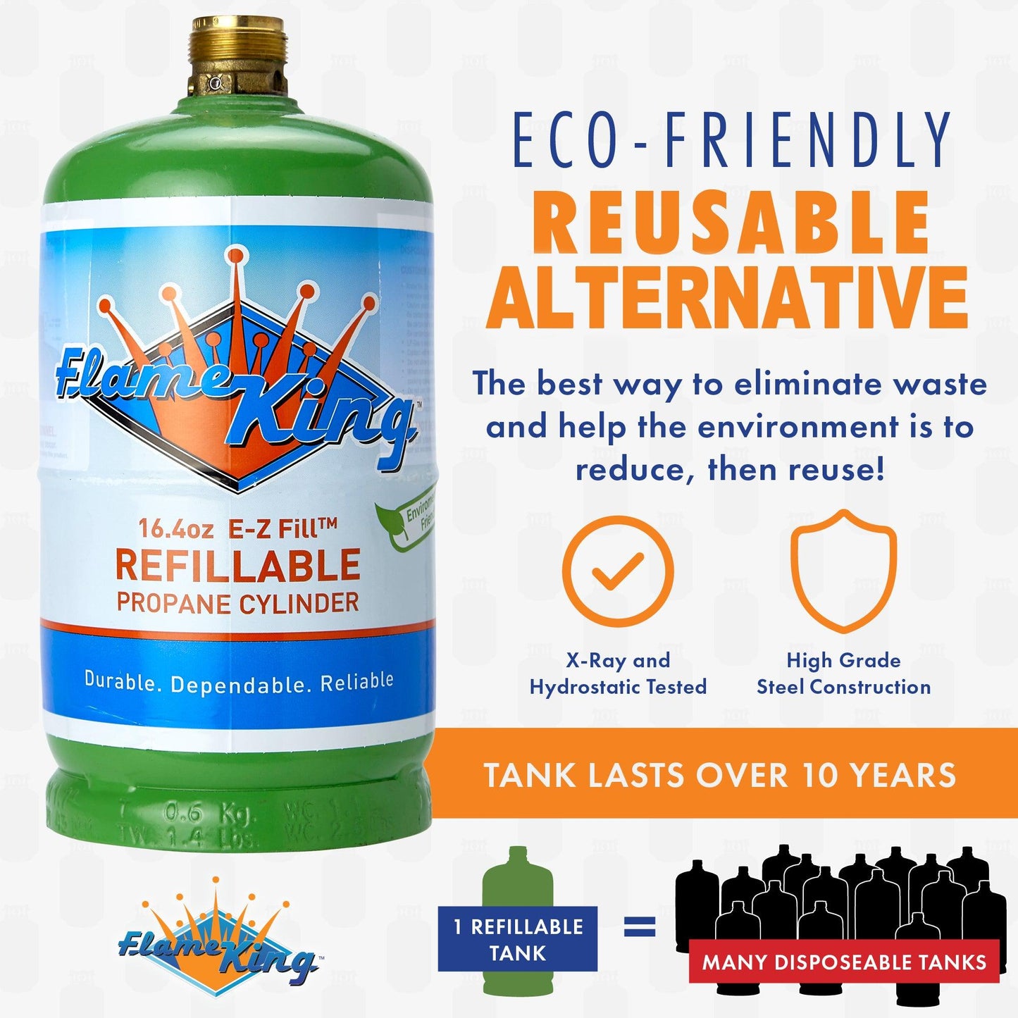 Flame King Eco Friendly Sustainable 1lb Refillable Propane Tank LP Cylinder