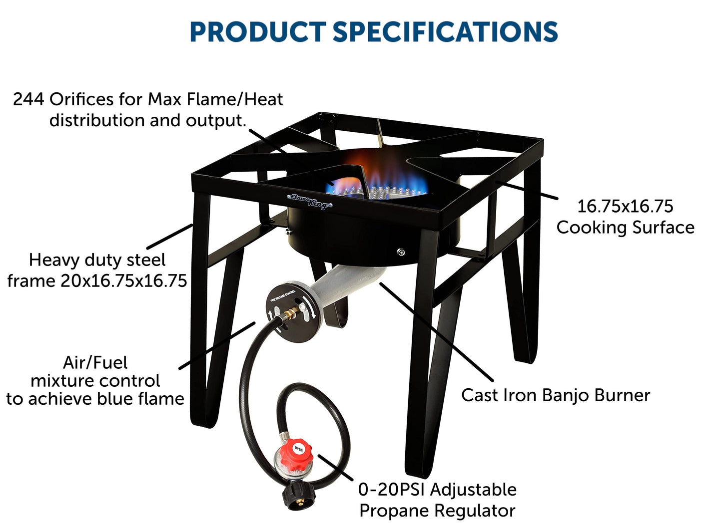 Flame King Heavy Duty 200,000 BTU Propane Gas Single Burner Cooker