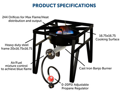 Flame King Heavy Duty 200,000 BTU Propane Gas Single Burner Cooker