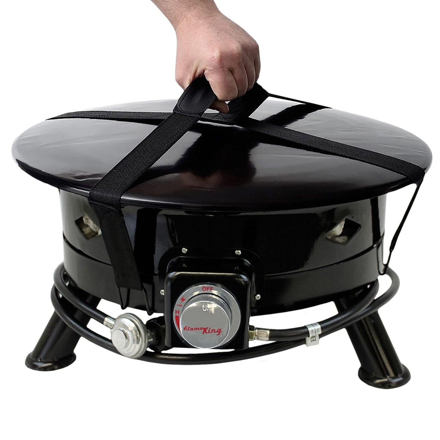 Flame King Outdoor Portable Propane Gas 24″ Fire Pit Bowl with Self Igniter Cover Carry Straps