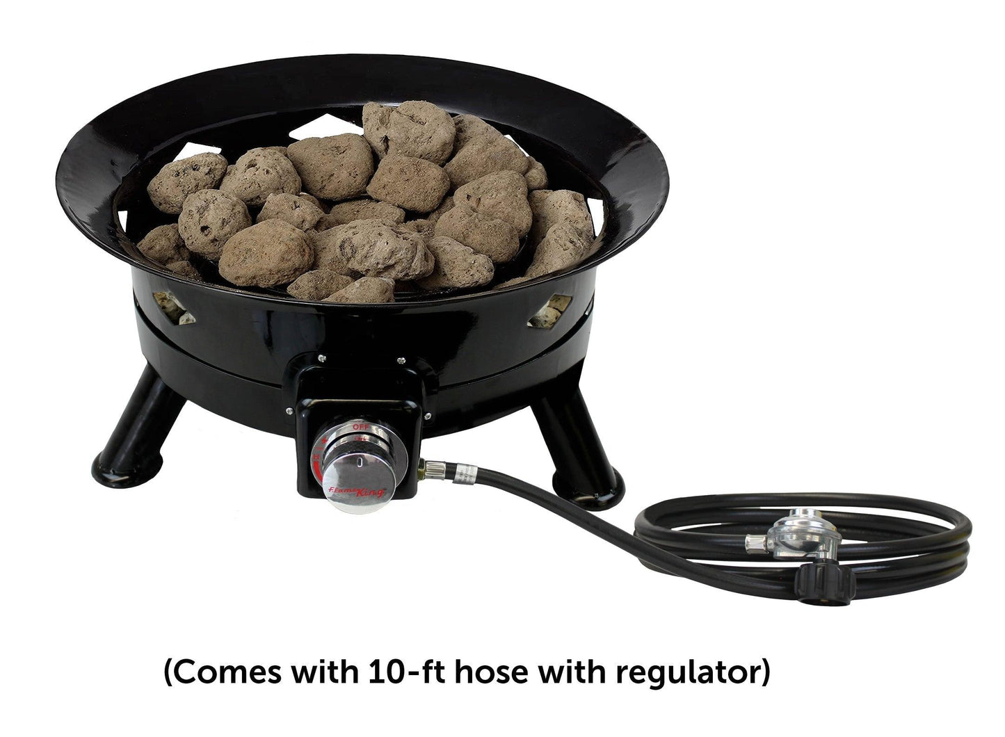 Flame King Outdoor Portable Propane Gas 24″ Fire Pit Bowl with Self Igniter Cover Carry Straps