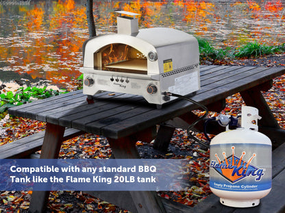 Flame King Outdoor Portable Stainless Steel Propane Pizza Oven Gas With Stone