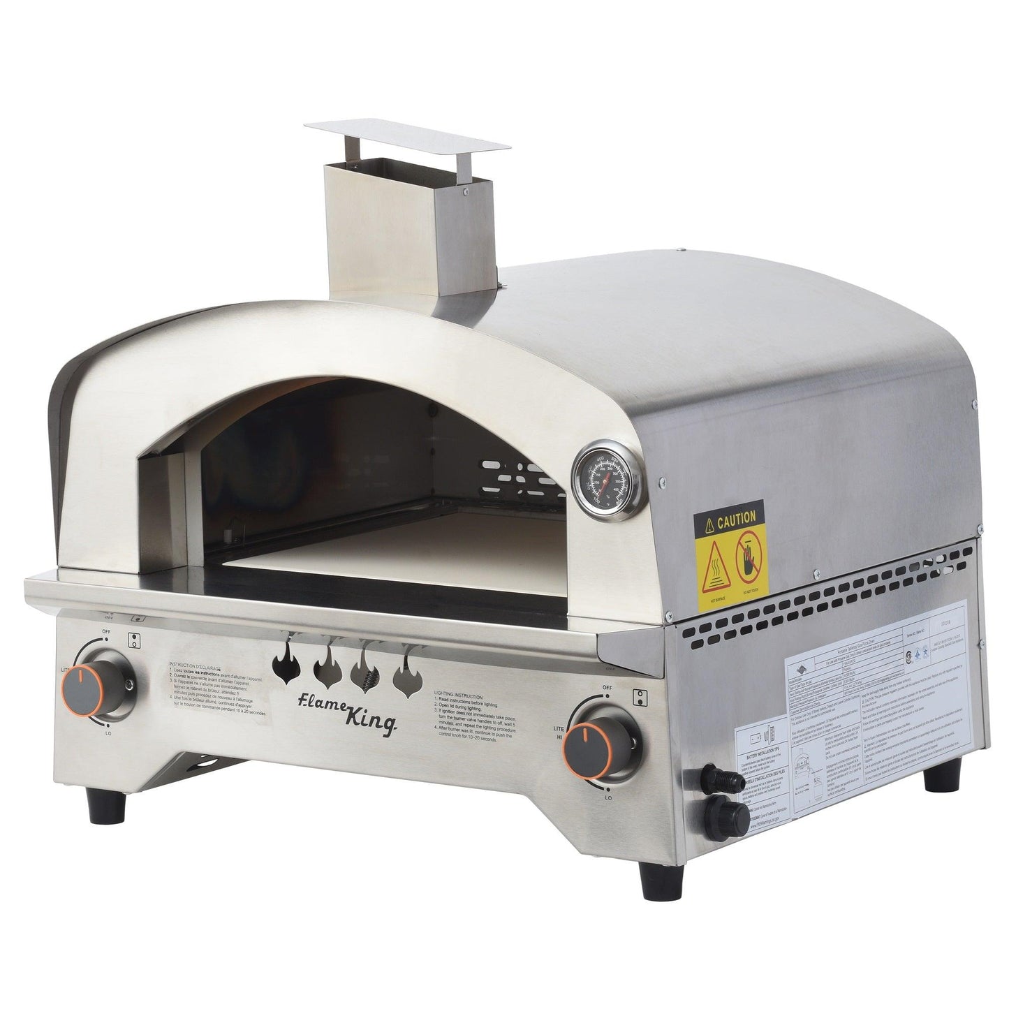 Flame King Outdoor Portable Stainless Steel Propane Pizza Oven Gas With Stone