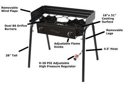 Flame King Outdoor Propane Double Dual Burner Cooker Stove