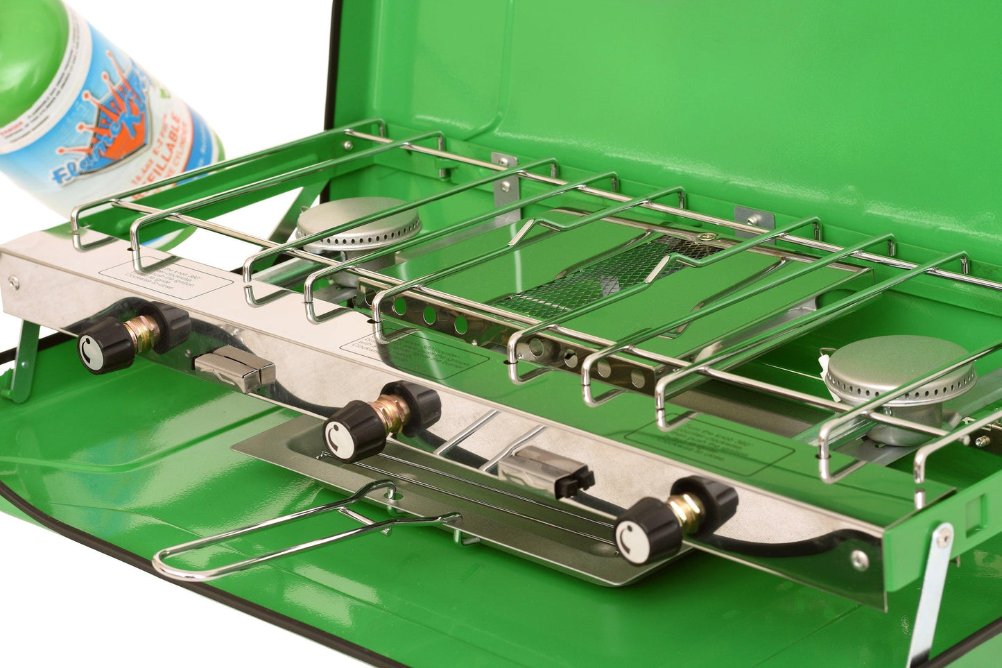 Flame King Portable 3 Burner Grill Propane Gas Camping Stove Toast Tray