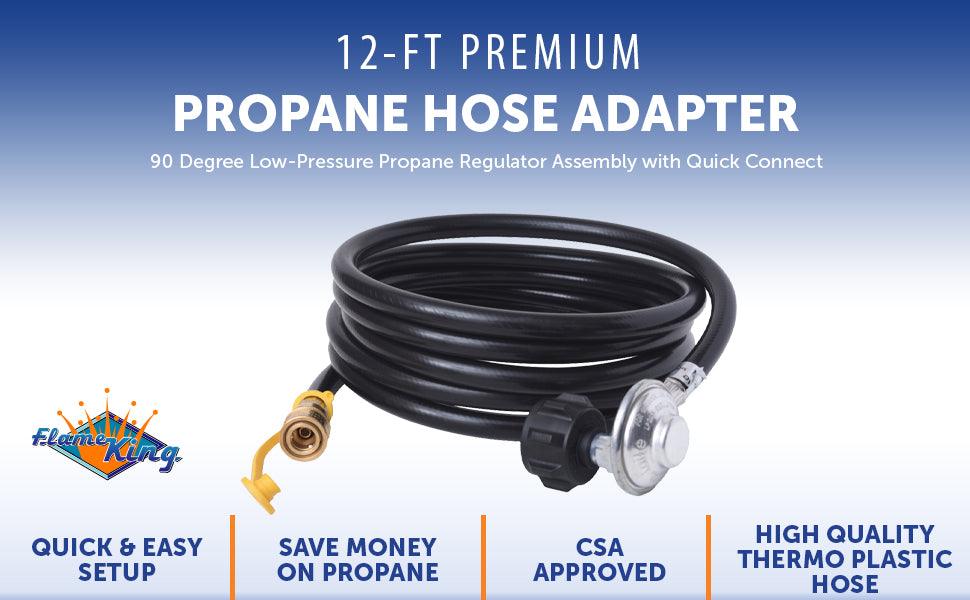 Flame King Propane Regulator Hose with Quick Connect – 12 feet