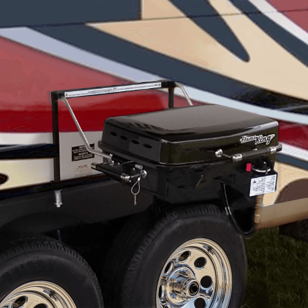 Flame King RV Trailer Mounted Grill BBQ with Carry Bag