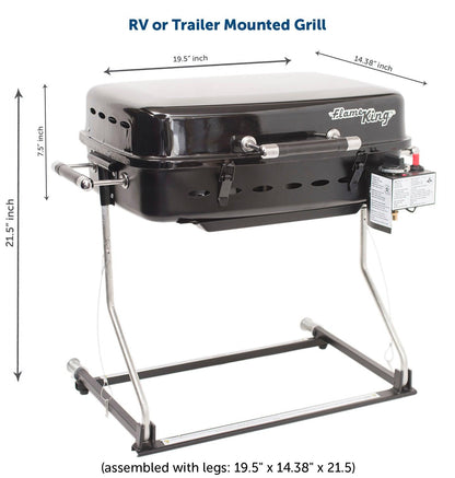 Flame King RV Trailer Mounted Grill BBQ with Carry Bag