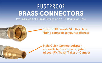 Flame King RV, Van, Trailer Low Pressure Quick Connect 72 Inch, 3/8 Inch ID Female SAE Gas Flare Fitting