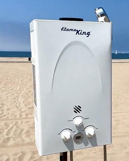 Flame King Tankless Outdoor Portable Camping Hot Shower Propane Gas 10L 2.64GPM Water Heater 68,000 BTU