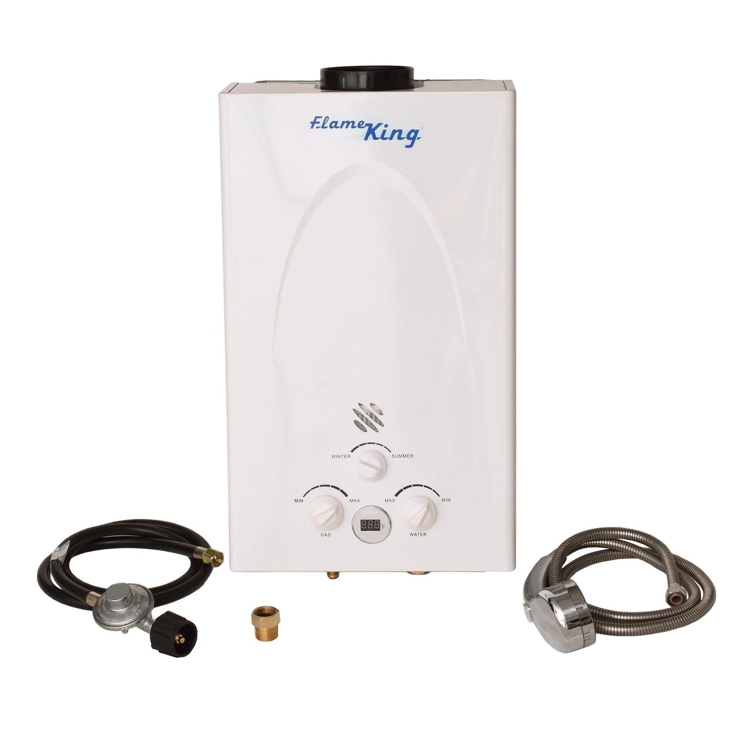 Flame King Tankless Outdoor Portable Camping Hot Shower Propane Gas 10L 2.64GPM Water Heater 68,000 BTU