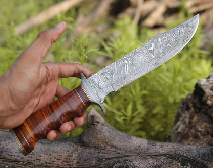 Flux Bowie Knife with Stacked Leather Handle