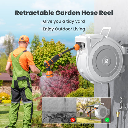 Giraffe Tools Retractable Garden Hose Reel-1/2 in-65ft