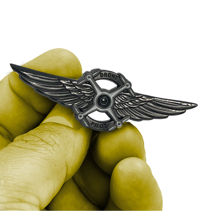 BL5-013 Full size UAS FAA Commercial Drone Pilot Wings pin Black Tactical