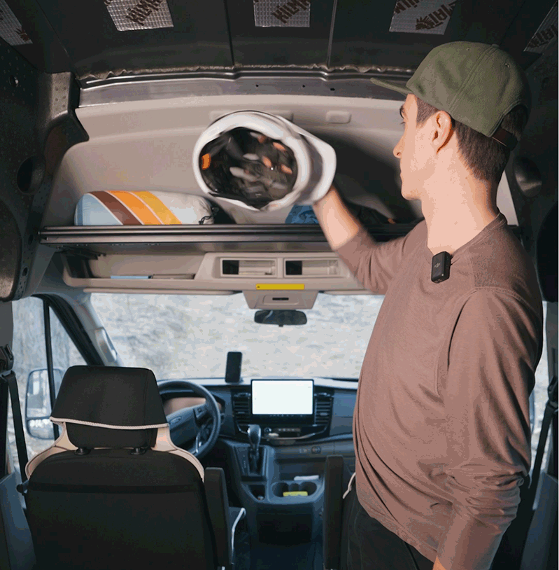 Ford Transit Headliner Shelf & Curtain Rod