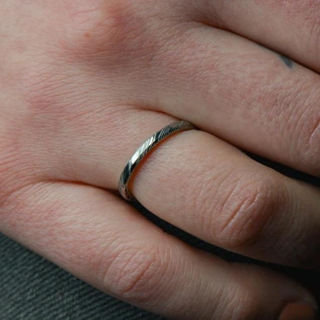 Twilight Damascus Steel Wedding Ring Band