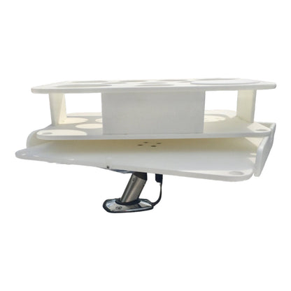 The Docktail Boat Table Caddy plus Bait Table Includes All Angle Adjustable Rod Holder Mount