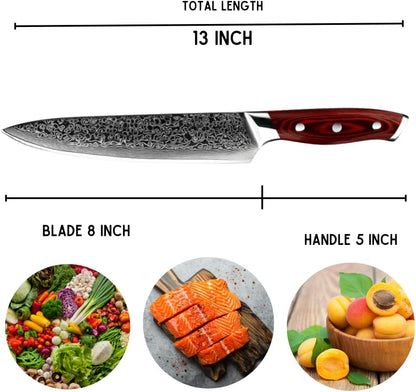 Edge VG10 Damascus Chef Knife with Pakkawood handle