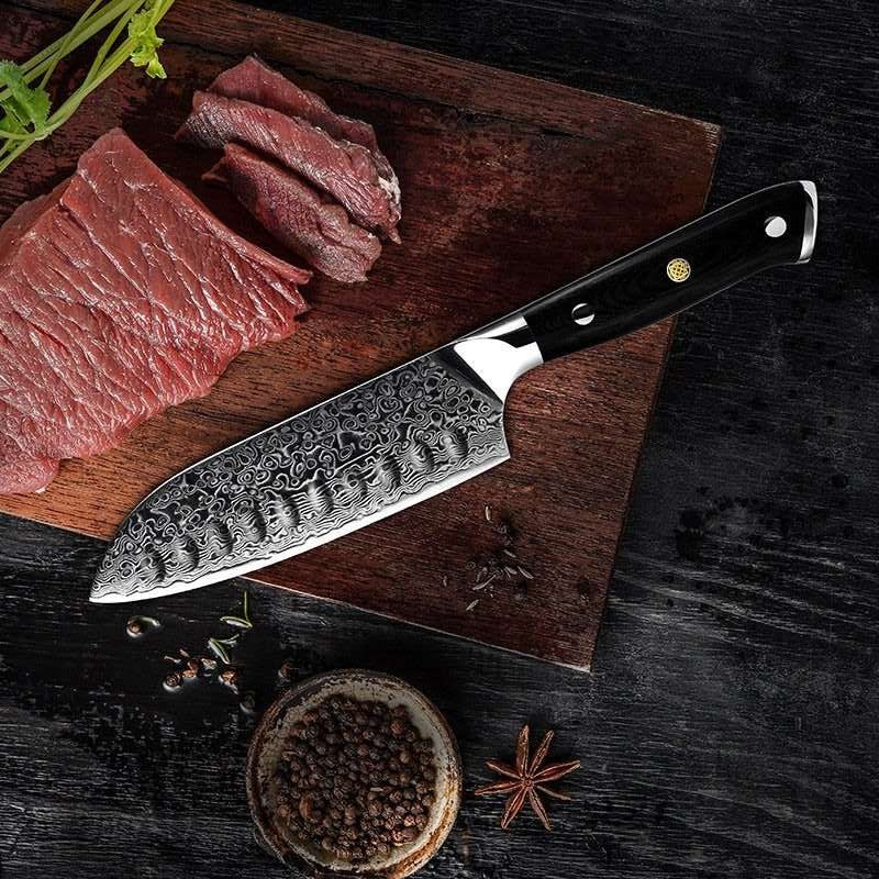 Edge VG10 Damascus Chef knife Santoku Knife with G10 Handle