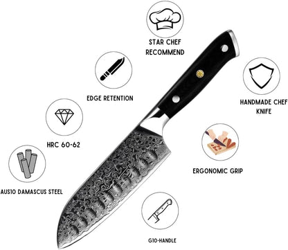 Edge VG10 Damascus Chef knife Santoku Knife with G10 Handle