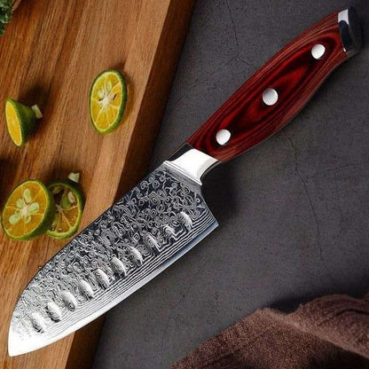 Edge VG10 Damascus Chef Knife Santoku Knife with Pakkawood Handle
