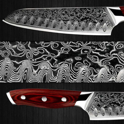 Edge VG10 Damascus Chef Knife Santoku Knife with Pakkawood Handle